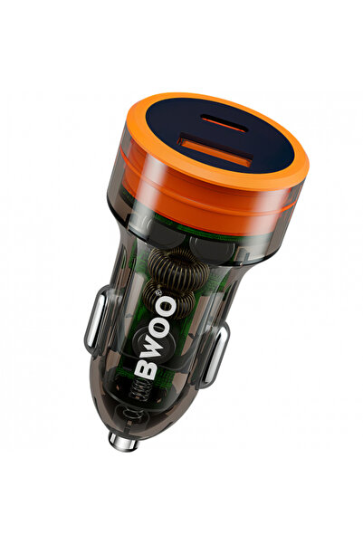 Bwoo Incarcator Auto BO-CC85, 38W, 3A, 1 x USB-A - 1 x USB-C, Negru
