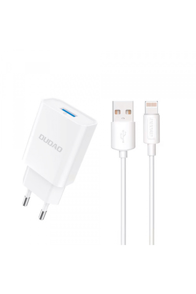 Apple Incarcator Retea Cu Cablu Lightning Dudao A4EU, 10W, 2.1A, 1 x USB-A, Alb