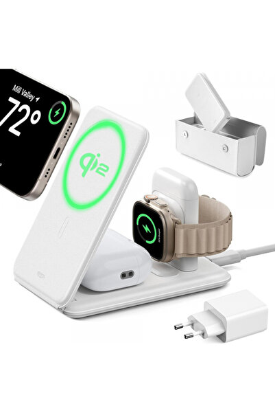 ESR Incarcator Retea Wireless Travel 3in1, 15W, 1.67A, Alb