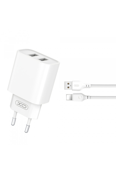 Apple Incarcator Retea Cu Cablu Lightning XO Design CE02C, 10.5W, 2.1A, 2 x U...