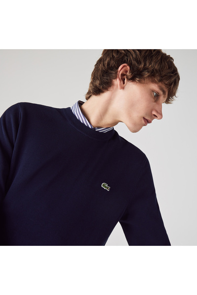 Lacoste Erkek Regular Fit Uzun Kollu Bisiklet Yaka Lacivert Triko