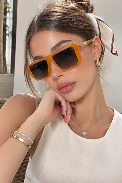 Chunky Frame Cgequar Hit Unisex Orange Geometric Square Acetate Frame Matte w...