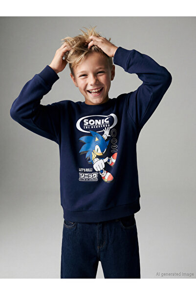 LC Waikiki Two Mt Shop Quality Lcw Kids Navy Blue Sonic Printed Boys' Thick S...