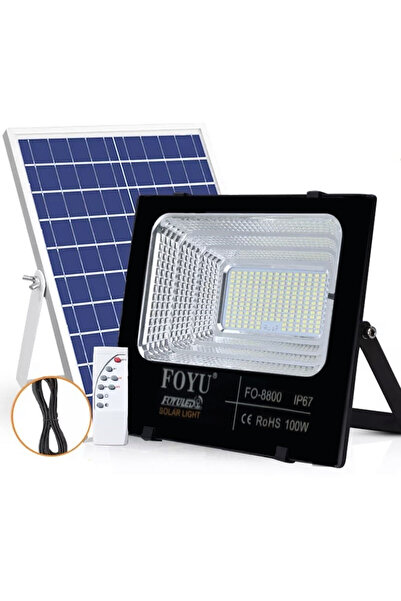 Foyu Ηλιακός Προβολέας Αδιάβροχος 100W με ηλιακό Πάνελ, Τηλεκοντρόλ και Χρονο...