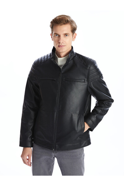LC Waikiki Trendlucky: standout standard fit stand collar men's leather-look ...