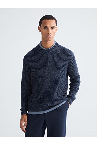 LC Waikiki Nevavm Farkıyla Lcw Vision Navy Blue Knitwear Flat Oval Collar Men...
