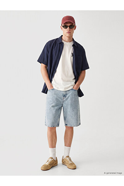 LC Waikiki Ανδρικό τζιν σορτς βερμούδας Loose Fit NEVAVM με διαφορά στο σχέδιο