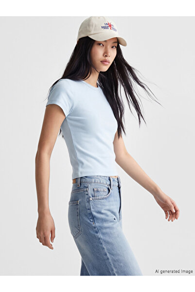 LC Waikiki Original Oval Collar Women's Ribbed T-Shirt
