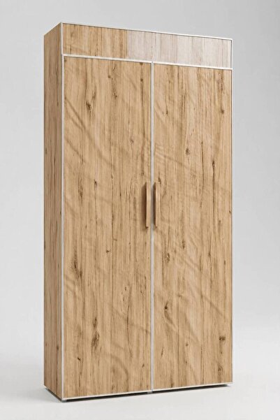 Imperial Star Ahşap Desenli Bez Dolap 135x45x155 cm - Metal İskeletli Kumaş G...