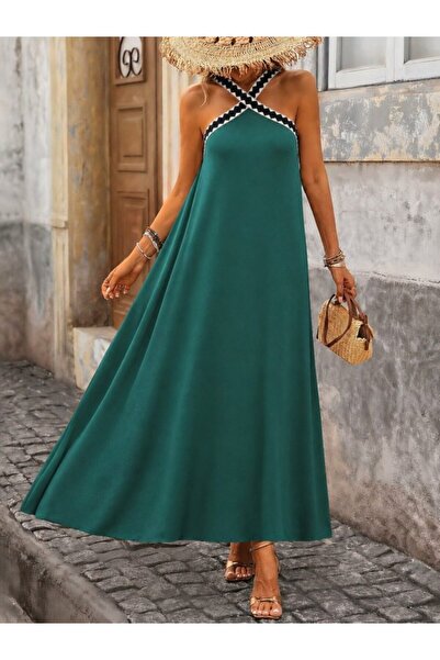 Simala Women's Front-Crossed, Rubber-Detailed, Open-Shoulder, Long Janjan Cre...