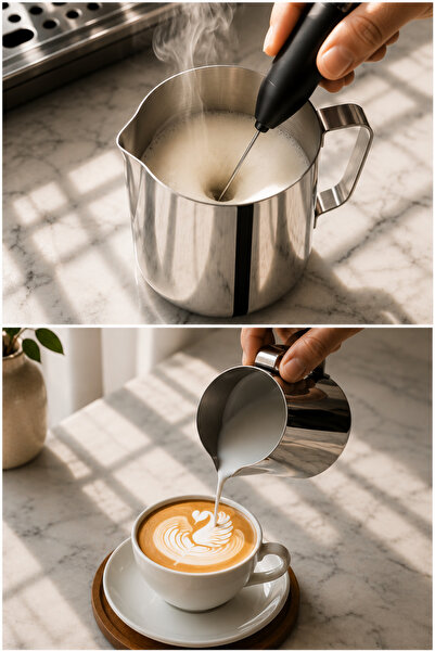 Epinox Süt Potu Barista Pitcher 500 ml - Paslanmaz Çelik Kahve ve Süt Köpürtme Sürahisi
