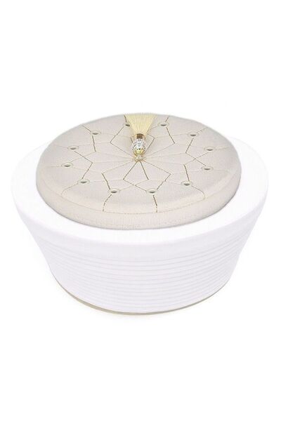 İkranur Velvet Andalusian Imam Sarige Cream Color - Very Light, Felted Pot, L...