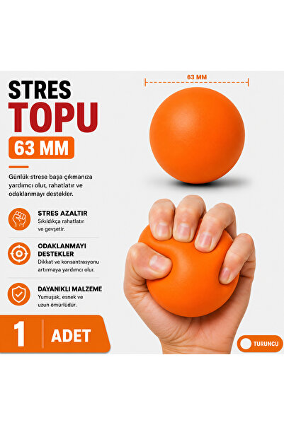 NUBEX PROMOSYON 63 mm PU Stres Topu - Yumuşak Sıkma Topu - 14 Renk Seçeneği -...