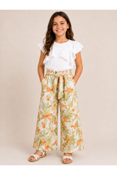 SweetMe Girl's Short Sleeve Set 6-9 Years Haki