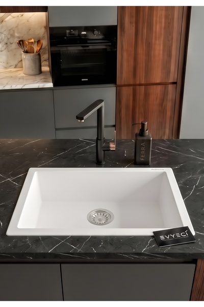 RealStone REAL STONE K13 GORDION 77 BEYAZ GRANİT EVİYE