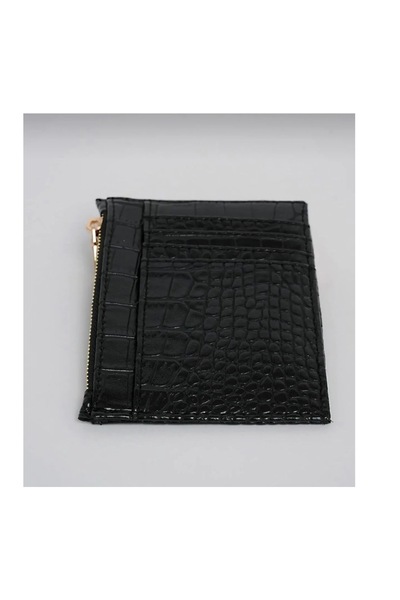 ilknurbutik Siyah Kroko Desenli Kartlık Cüzdan