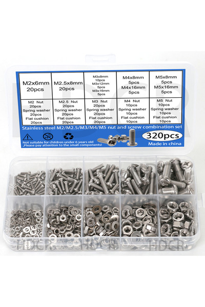 Choice 320pcs 320pcs Premium Stainless Steel Screw and Nut Assortment Kit -Co...