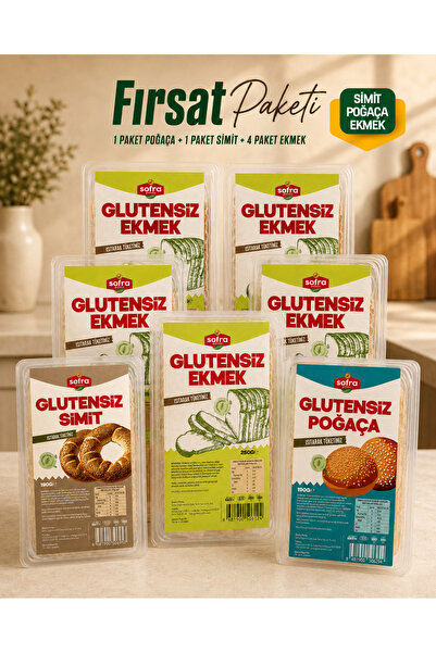 SOFRA GLUTENSİZ Glutensiz Fırsat Seti (4 PAKET EKMEK 1 PAKET POĞAÇA 1 PAKET S...