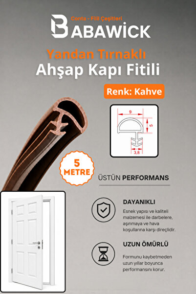 BABAWİCK Amerikan Panel Kapı Fitili 5 Metre Kahverengi Renk Ahşap Kapı Contası