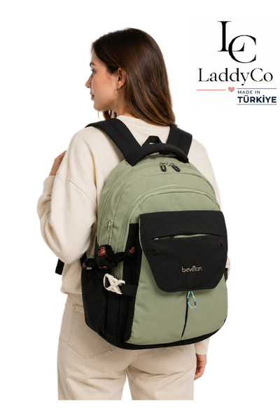 LaddyCo حقيبة مدرسية للجنسين من القماش المقاوم للماء، حقيبة ظهر مدرسية عصرية ...