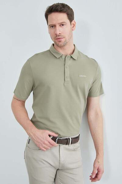 Fulla Moda Honeycomb Fabric Snap Fastener Polo Collar T-Shirt