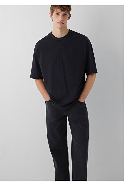 Mavi Siyah Basic Tişört Oversize / Geniş Kesim 0613492-900