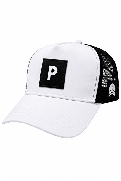 all hats P Letter Patch Detailed Mesh Trucker Baseball Cap