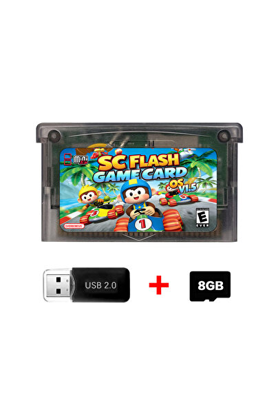 Choice1 Black With 8G New Mini SCFW V1.5 Card 1000 in 1 GBA FlashCard For GBA...