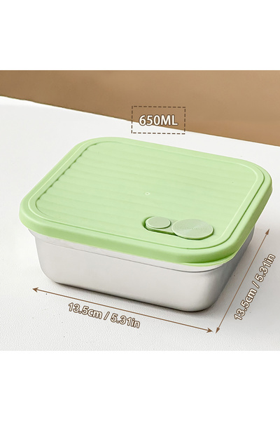 WORTHBUY Green 650ml 304 Stainless Steel Lunch Box With Lid Portable Fruit Sa...