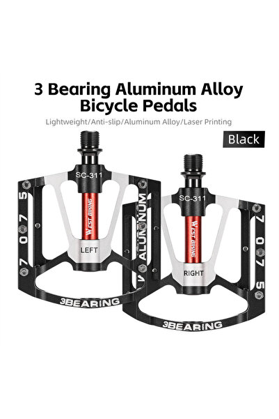 Choice Black WEST BIKING 3 Bearing Bicycle Pedal CNC Aluminum Alloy Anti Slip...