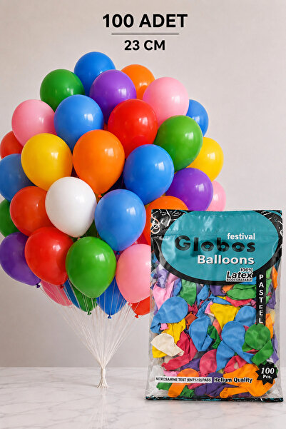 BALON DİYARI Mixed Pastel Color Balloons 23 cm 100 Pieces – High Quality Span...