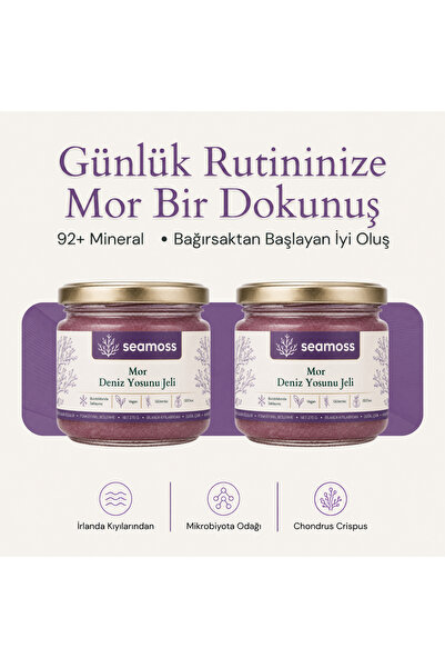 SEAMOSS 2'li Luxury Boy Mor Irlanda Deniz Yosunu Jeli 330ml - Sea Moss, Deniz...