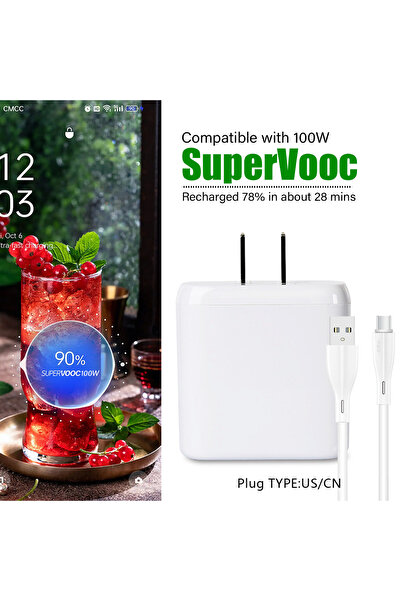 Choice6 كابل أمريكي بطول 1 متر لشاحن Find X5 Reno8 SuperVooc 65W لـ 11 Nord C...