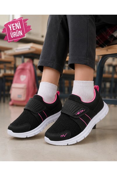 MOON CLOUD Tedy Unisex Çocuk Bağcıksız Cırtlı Rahat Esnek Günlük Sneaker Spor Ayakkabı ZYN182