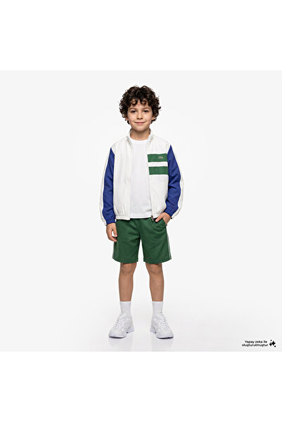 Lacoste Contrast Stripe Interlock Çocuk Yeşil Şort