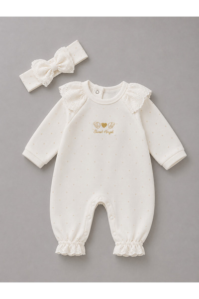 My Babies Label بدلة بانداناس للفتيات الصغيرات بأكمام طويلة وتفاصيل أجنحة موسمية