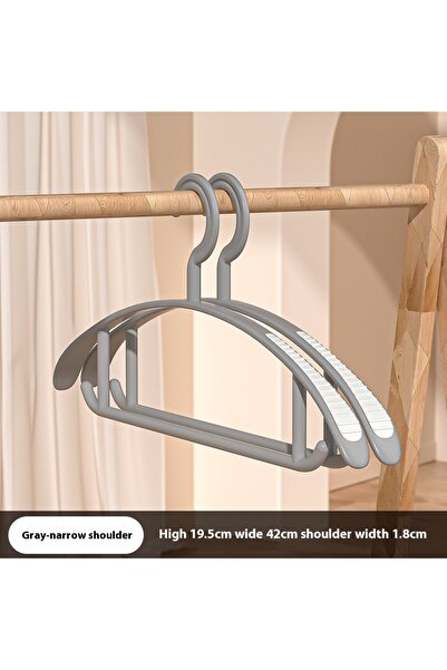 Choice 10Pcs narrow-Grey Household Non-slip Hanger, Thick And Wide Shoulder P...