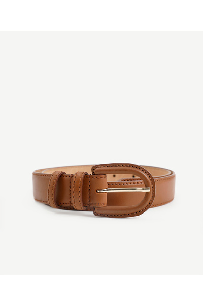Yargıcı Leather Belt with Leather Covered Buckle