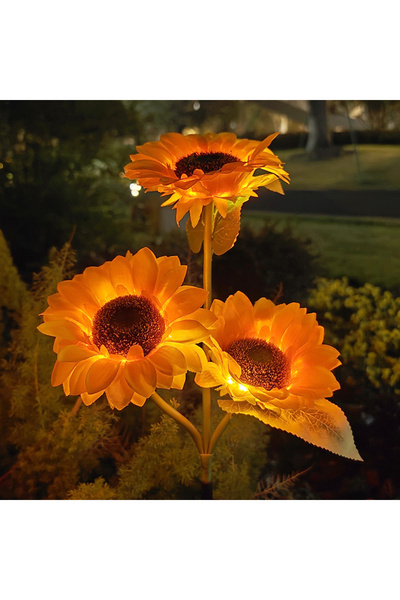 Choice 3 Heads 3 Heads 1 Head Solar Simulation Sunflower LED Lights Garden Ya...