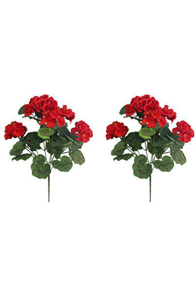 Choice1 2pcs Red 2/4pcs Artificial Flowers Faux Geranium UV Resistant Fake Fl...