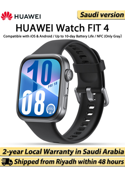 Huawei ساعة ذكية WATCH FIT 4، شاشة 1.82 بوصة، متتبع للياقة والصحة، مساعد للصح...