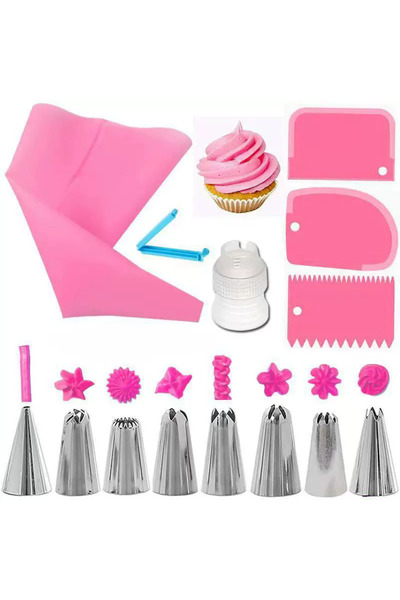 Choice8 14Pcs Pink Piping Bags and Tips Set Cake DIY Decorating Kit with Stai...