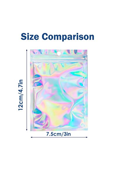Choice1 12x7.5cm 100pcs Holographic Resealable Mylar Bags Ziplock Candy Suger...