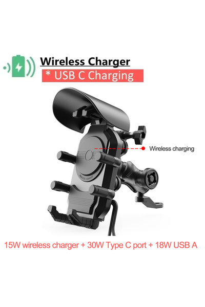 Vikefon Charging Shockproof Motorcycle Phone Holder 15W Wireless Charger & 18...