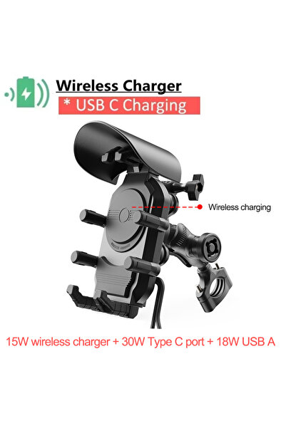 Vikefon Charging-1 Shockproof Motorcycle Phone Holder 15W Wireless Charger & ...