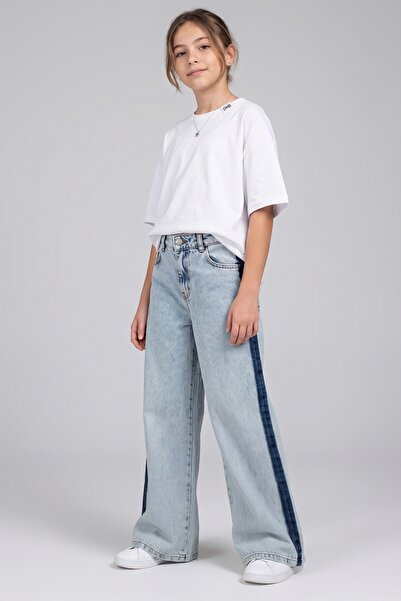 DMB BOYS & GIRLS Girl's Cotton Stripe Adjustable Waist Jeans