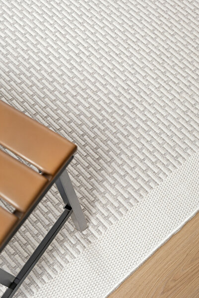 Lexa Gri Krem Detaylı Modern Flatweave Antialerjik Kaymaz Tabanlı Kolay Temiz...