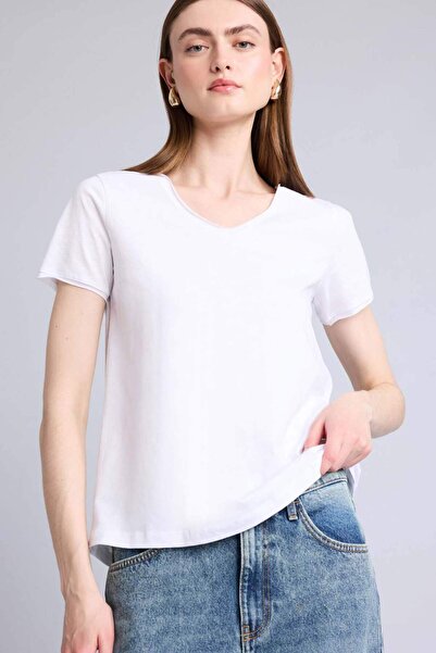 DeFacto 100% Cotton Regular Fit Short Sleeve V-Neck Basic T-Shirt K1507Az20Sp