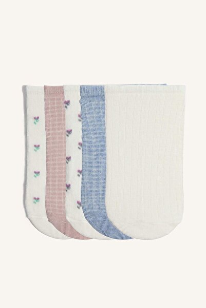 DeFacto Women's Floral Invisible 5-Piece Cotton Sneaker Socks I3474Axns