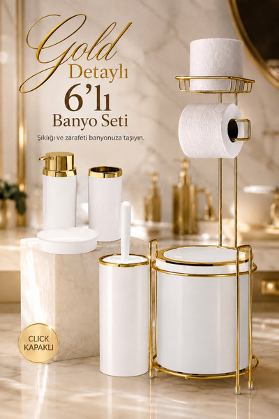 Store HGY Home Gold Round Reserve držač toalet papira i set od 6 delova za ku...